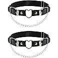 alisikee 2PCs Leather Leg Garter with Chains, Elastic Rock Heart Thigh Garter for Women