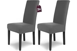 ‎SH SCHEFFLER-HOME LIVE HOMESTYLE SCHEFFLER-Home Stuhlhussen Stretch Luna/Stuhlhussen 2er Set Anthrazit / / elastische Flanell Stuhlabdeckungen/Stuhlhussen Schwingstühle/Hussen Stuhl Überzieher mit Gummiband/Stuhlhussen Samt