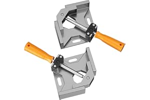Lectorias 2Pcs sargento escuadra, herramientas carpinteria madera de Solo Mango, abrazadera de ángulo Aleacion de Aluminio con MandíBula Giratoria Ajustable Para Soldadura, 90° clip de esquina