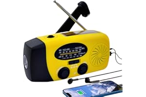 OGOWAWER 5000mAh Wind Up Solar Radio, Emergency Crank Weather Radio, Solar Radio with Torch, NOAA/FM/AM Solar Radios, Portable Survival Radio with SOS, USB Mobile Phone Charger for Camping Outdoor(Yellow)