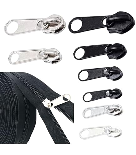 10m Fermeture Éclair Continue Nylon #5 + 10 Curseurs Métal – Zip Couture Robe, Veste, Sac, Bricolage (Coloris 148)