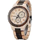 BEWELL Orologio Uomo Legno Analogico Al quarzo con Cinturino in Legno W154A