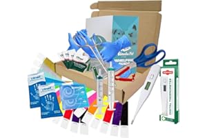 Alpha Dog 653 Puppy Kitten Whelping Kit – Complete Birthing Set with Scissors, Thermometer, Gloves, Alcohol Wipes, Syringes, ID Bands, Mini Reusable Cord Care Clip & Whelping Guide – Essential Welping