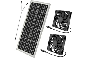 WDKXCN Solar Ventilator, 16W Wasserdichter Solar Lüfter 2 Stück Solarlüfter, Solarpanel Ventilator für Gewächshaus Schuppen Haustierhaus Hühnerstall Schuppen Belüftung
