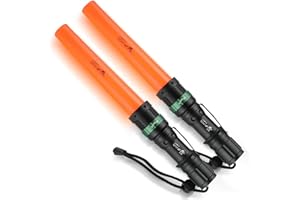 ULTRAFIRE 2 Pack 11 Zoll Verkehrsstab LED Taschenlampe, 3 Modi Signalstab Taktische Taschenlampen, 250 Lumen Orangen Stab Safety Taschenlampe für Verkehrskontrolle, Flughafen, Autolenkung, UF-303