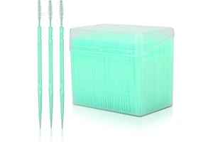 AGATIGE 1100 Pezzi Di Stuzzicadenti in Plastica, Bastoncini Morbidi Monouso a Doppia Scovolini Dentali Scovolini Interdentali Scovolino Denti Con Scatola per La Pulizia Dei Denti Strumento Orale(Verde)