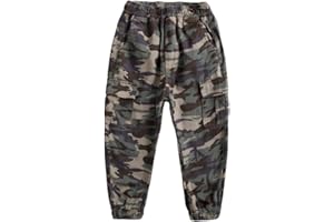MisFox Jogging Pantalon pour Garçon Camouflage Imprimé Cargo Pantalon Taille Élastique Casual Militaire ArméE Camouflage