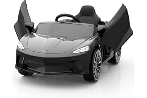 BALOVEBY Kinder Elektroauto 12V Mit Fernbedienung, Kinder Auto Mit Hydraulischer Tür, Hupe & Musik, 3-5 Km/h, Bluetooth & Tf-Karte Schacht, Elektrofahrzeuge für Kinder Ab 3 Jahre