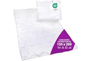 AddLiving Premium Steppbettdecke 135x200 cm & Kopfkissen 80x80 cm Set | Waschbar | Ganzjahresdecke | 4 Jahreszeiten Bettdecke | Für Allergiker | Bettdecke 135x200 Set mit Kissen | Öko-Tex 100
