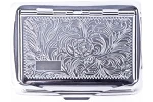 LK TREND & STYLE Contenitore per tabacco cromato con varie decorazioni argento per utensili da cucina con scomparto per carta, 10 x 7 x 2 cm (nastro decorativo)