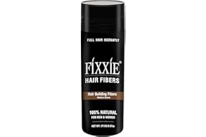 FIXXIE, FIXXIE FIXXIE Hair Fibres MEDIUM BROWN for Thinning Hair 27.5g Bottle, Hair Fibre Concealer for Hair Loss for Men and Women, Naturally Thicker Looking Hair with Keratin Hair Fibers.
