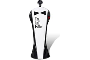 BIG TEETH Fundas de madera para cabeza de palo de golf para conductor/Fairway/Hybrid/1FH/Putter/hierros cierre elástico negro y blanco piel sintética regalo para padre de golf