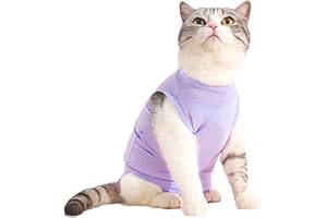 RICHSTORY Cat Recovery Suit Post Surgery Bodysuit for Cats, Elizabethan Collar & Cone Alternative, Anti-Lick Pet Vest for Kitten Spaying Professional Recovery Suit for Abdominal Wounds or Skin Diseases (Purple)