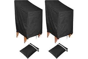 BYZESTY Gartenstühle Abdeckung, 2 Stück Gartenstuhl Schutzhülle, Anti-UV Abdeckung Gartenmöbel, Oxford-Stoff Schutzhülle für Gartenstühle, für Stapelstühle Hochlehner Abdeckhaube Gartenmöbel, 69 x 68 x 72cm