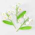 ChicAbode 3 Pcs Artificial Lily of Valley Bouquet Knitted Handmade Flower, Crochet Flowers, Fake Lily of Valley for Wedding Bridal Valentine's Day Decoration Gift