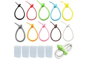 PXBSNB 30 sztuk kolorowych silikonowych opasek kablowych, wielokrotnego zamknięcia, uniwersalne silikonowe krawaty z 5 plastikowymi pudełkami, do torebki, do zamykania, zarządzanie kablami