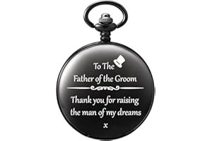 TREEWETO Pocket Watch - Personalised Engraving for Father of The Groomsman Groom Quartz Fobwatch - Dad Gifts for Wedding | Best Man Gifts Wedding Gift