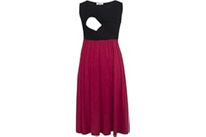 Smallshow Mujer Vestido de Lactancia de Maternidad, en Capas, con Bolsillos