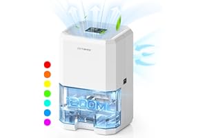 ZEYUMEE Small Dehumidifiers for Home Damp 1200ML,Mini Air Dehumidifier for Bedroom,Drying Clothes,Bathroom,Wardrobe, Basement, Office,Garage,RV,with 3-Hour Timer, Auto Shut-Off & LED Changing Lights - White