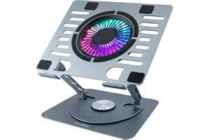 CoolBox CoolAir - Supporto portatile con ventola silenziosa RGB da 11 cm, base regolabile in altezza e rotazione a 360°, frigorifero portatile con velocità regolabile, tablet/laptop fino a 17,3