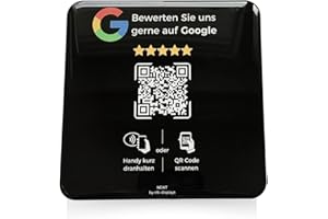NEXIT Karte/Schild für Google Bewertungen mit QR-Code und NFC (12x12cm selbstklebend) - schwarz