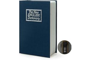 PACOLO Small Sized Diversion Book Safe Storage Box, Dictionary Secret Safe Can with Security Combination Lock/Key, Diversion Book Hidden Safe (Combination, Blue)