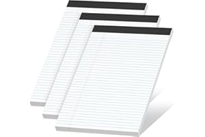 Roneky White Note Pads A4 College Ruled Legal Pad, 3 Pack Notepads A4 Lined Paper Narrow Ruled Writing Pads, 30 Sheets Per Note Pad, Micro Perforated White Legal Pads Line Pads for Work/School/Office