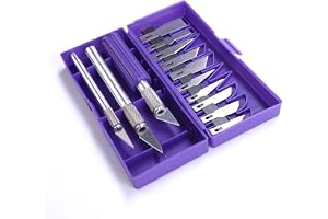 KRAFTMASTERS 13-Blade Scalpel Kit With 3 Non-Slip Metal Handles - Paper Cutter, Engraving, Craft, Sculpture and Carving Tools in Box