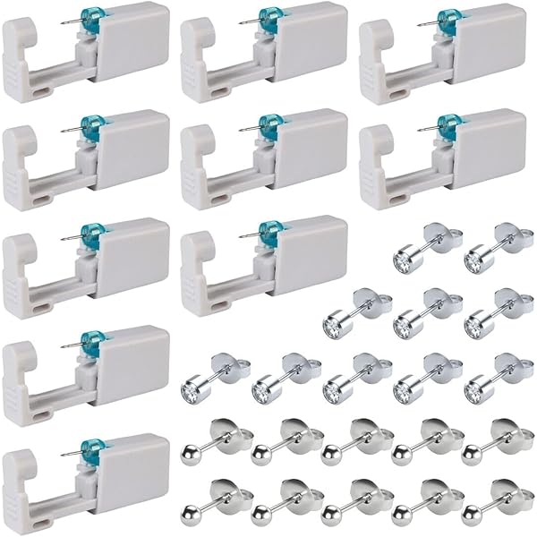 Kit Pistola Per Piercing Orecchio - 4 Pistole Sterili Con Orecchini - Auto Perforazione Sicura - Foto 14