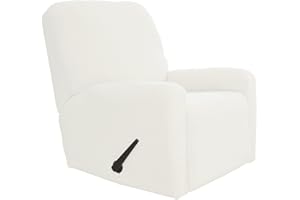 Easy-Going Recliner Stretch Sofa Slipcover Sofa Cover 4-Pieces Furniture Protector Couch Soft with Elastic Bottom, Spandex Jacquard Fabric Small Checks(Recliner,Cream)