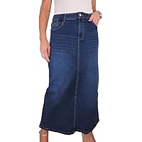 icecoolfashion Maxi Jupe Longue en Jean pour Femme Denim Très Extensible 38-48
