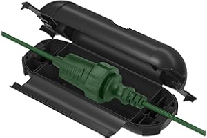 BN-LINK Outdoor IP44 wasserdichter Safe Box, Garten Kabelbox wasserdicht für LED-Kette, 20x8x7,6cm, Schutzbox für Verlängerungskabel, Elektrowerkzeug, Rasenmäher (1PK Schwarz)