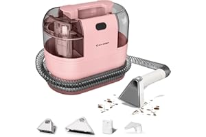 COCEAN Multi-Purpose Portable Upholstery Cleaner, Carpet Cleaner Machine Powerful Suction Spot Cleaning, Deep Stain Cleaning for Carpet, Car Seats, Pets, Couches, with Dual Size BrushHead (Pink)