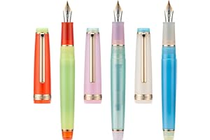 LANXIVI 3 Jinhao 82 pióro wieczne przezroczyste, mieszane, w kolorze makaronika, akrylowe, bardzo cienkie wykończenie, złote wykończenie z zestawem konwertera