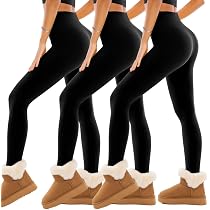 Leggings Termici Da Donna, a Vita Alta, Foderati in Pile