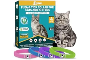 YOTANGO Flea Collar for Cats, 4 Pack Cat Flea Collars, 32 Months Flea Treatment Cat, Waterproof Cat Flea Collar, Cat Flea Treatment for Cat, Flea and Tick Collar for Cats Kittens-Pink, Blue, Purple, Green