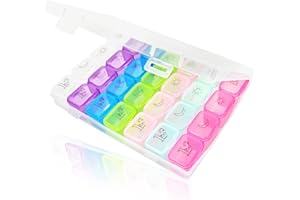 REEKNOKOL Portapillole Grande, Portapillole Portapillole Portapillole 7 Giorni 4 Volte al Giorno Organizzatore di Farmaci con 28 Scomparti Portadosi per Farmaci, Vitamine e Olio di Fegato di Merluzzo