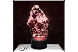 Lampephoto.fr - Lámpara 3D GP Moto - A. Dovizioso Luz Nocturna Táctil Led Ilusión 3D, Idea de Regalo para Niños y Niñas, Navidad, Lámpara de Mesilla de Noche para Niños o Adultos, Merchandising
