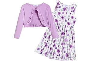 Arshiner Robes Filles Boléro Enfants Robe sans Manches avec Gilet Set Coton Robe de fête Loisirs pour Petites Filles 2-6 Ans