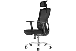 Durrafy Bürostuhl, Schreibtischstuhl, Bürostuhl Ergonomisch, multifunktional und auf Wunsch verstellbar, Drehstuhl mit Hoher Rücken,Wippfunktion90°-130°, Höhenverstellbarer Stuhl, Schwarz