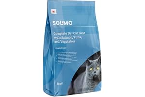 Amazon-Marke: Solimo Komplett-Trockenfutter für ausgewachsene Katzen mit Lachs, Thunfisch und Gemüse, 3 kg (1er-Pack)