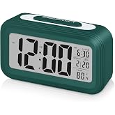 Sarsumir Digital Alarm Clock, Silent and Intelligent Battery Operated with LED Luminous Alarm Clock with Snooze Function Date