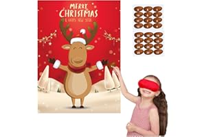 Funnlot Christmas Party Games Pin The Nose On The Reindeer Christmas Games for Kids Christmas Party Favors Christmas Party Games Activities for Families Xmas Gifts Christmas Eve Games