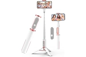 AUTOYET Bluetooth Aluminium Selfie Stick Handy Stativ mit fernauslöser für iPhone 14/13/12 Pro Max, Samsung, Huawei etc.-Handy Selfie, Videoaufnahme, Videoblogs und Live Streaming (Weiß)