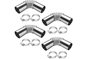 yotutun 4 Stück Edelstahl Abgasrohr Winkelverbinder, 25 mm Abgasschlauch mit 8 Stück Edelstahlklammern GasEntlüftungsschlauch Standheizung für Autos Stromerzeuger Diesel Heizung