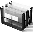 ThinkTex A4 Plastic File Folder, 3 Pcs Document Folder Transparent envelopes with Elastic Closure, No Dividers, Large Capacity, for School Office Home