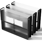 ThinkTex 3Pcs A4 Plastic Folder, Large Capacity Transparent Document Bags with Label, for School, Home, Office