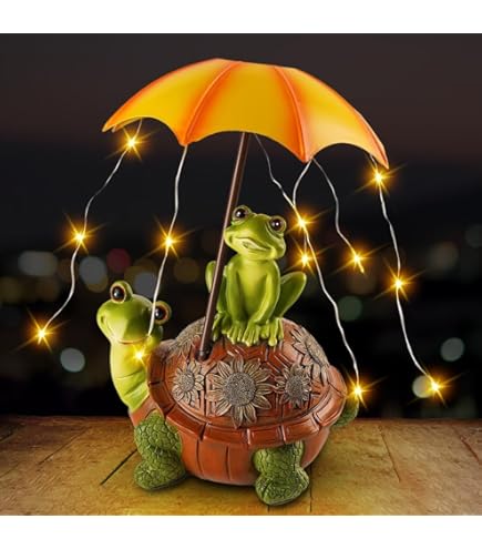 Décoration Extérieure Statue Grenouille Solaire JIZZU - Décoration Jardin LED - Résine Imperméable - 10x9,9cm Figurine Extérieure