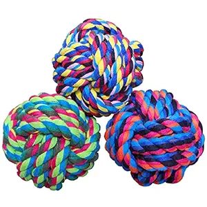 Wellbro? Pet Chew Toys Knots Weave Cotton Rope Biting Small Ball for Dogs & Cats, 3 - Pack