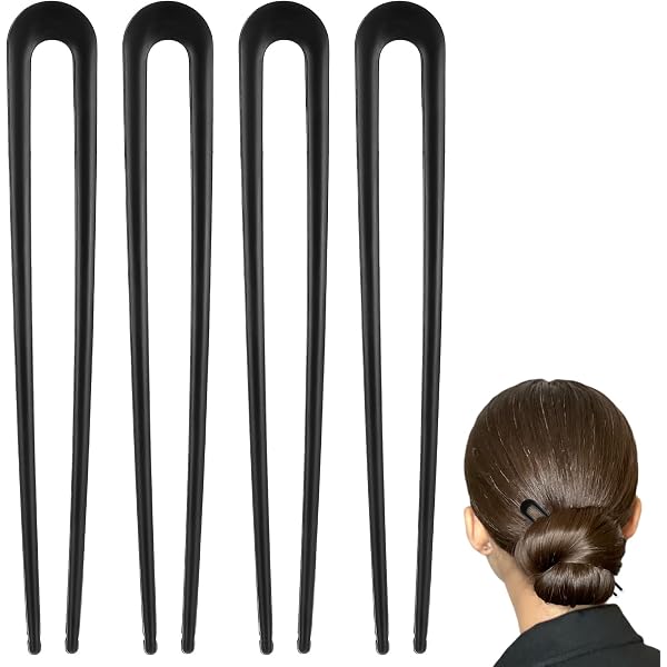 5 Stück U-förmige Französische Haarnadeln - 14 Cm & 10 Cm, Metall, In Schwarz, Gold, Silber